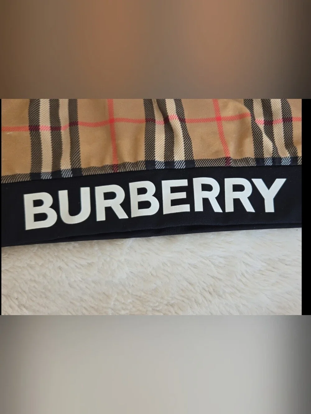 BURBERRY Vintage Check Logo Swim Top Bikini Crop Tank